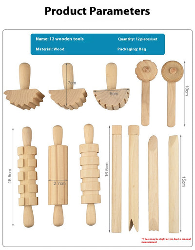 Kit de Arcilla Modelable con 12 Herramientas de Madera para Cerámica y Manualidades - Image 7