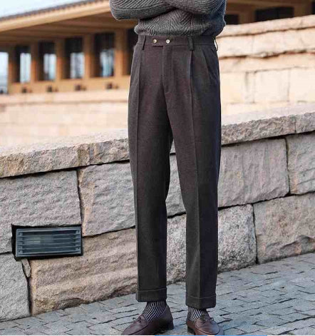 Pantalones Neapolitanos de Corte Recto Cintura Alta para Hombre - Image 21