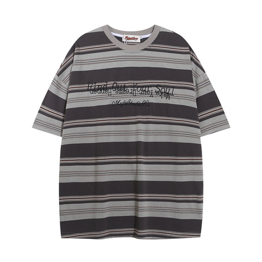 Camiseta Hombre Cuello Redondo Rayas Manga Corta