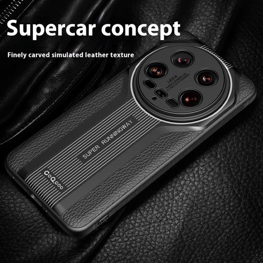 Funda Protectora de Porcelana con Patrón de Cuero - Resistente a Caídas