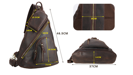 Bolsa Pectoral de Cuero Genuino con Gran Capacidad y Múltiples Compartimentos - Image 6