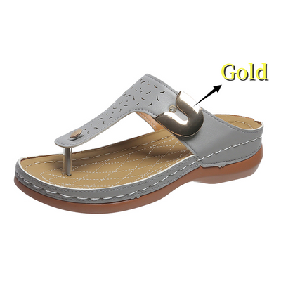 Sandalias Cómodas con Cuña y Hebilla Metálica Hueca para Mujer - Image 6
