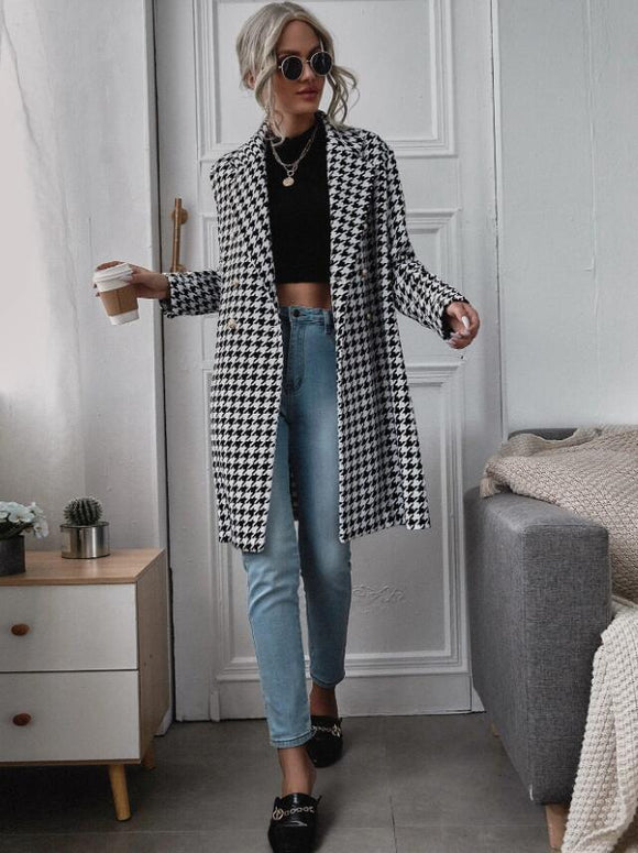 Abrigo Cuadros Clásico Doble Botonadura - Estilo Casual Invierno