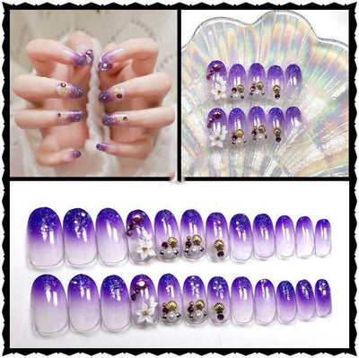 Uñas Postizas Decoradas con Lazo y Corona - Parches de Uñas Artísticas - Image 14