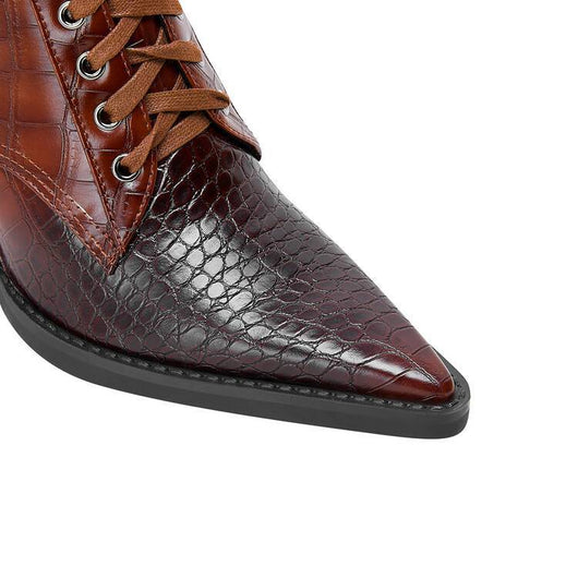 Botas Tacón Grueso Retro con Patrón de Piedra y Cordones - Estilo Fashion - Image 13
