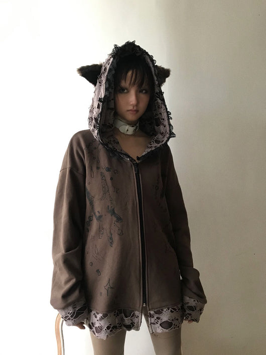 Sudadera con Capucha Desgarrada Dark Subculture - Image 10