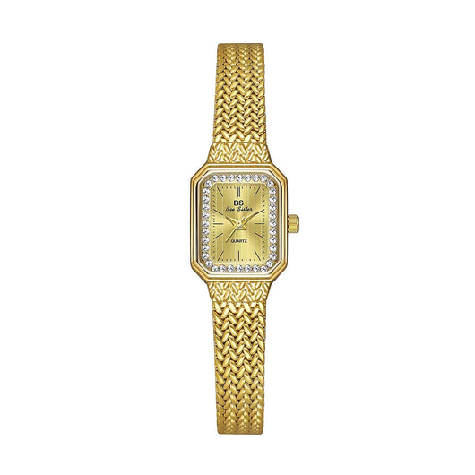 Reloj Cuadrado Dorado de Temperamento Minimalista en Trigo - Image 5