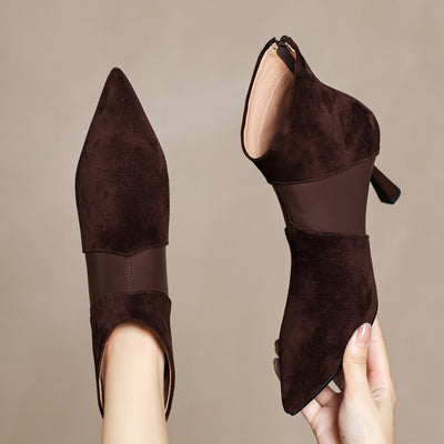Botines Cortos Bicolor con Cuero Genuino y Tacón Fino - Image 3