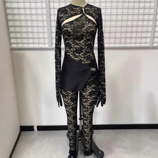 Conjunto Sensual de Encaje Transparente con Recortes Estratégicos - Image 4