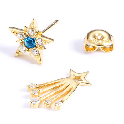 Aretes de Plata Esterlina Chapados en Oro con Diseño de Meteorito - Lujo Japonés y Coreano - Image 3