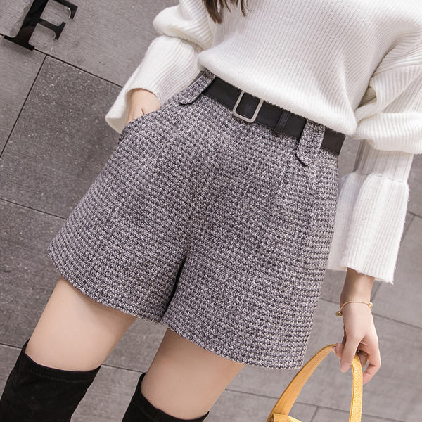 Shorts Plaid Cintura Alta Slim Fit - Efecto Adelgazante