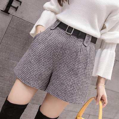 Shorts Plaid Cintura Alta Slim Fit - Efecto Adelgazante