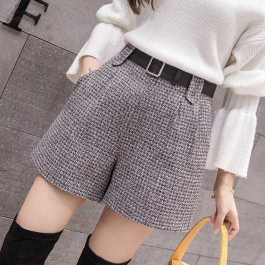 Shorts Plaid Cintura Alta Slim Fit - Efecto Adelgazante