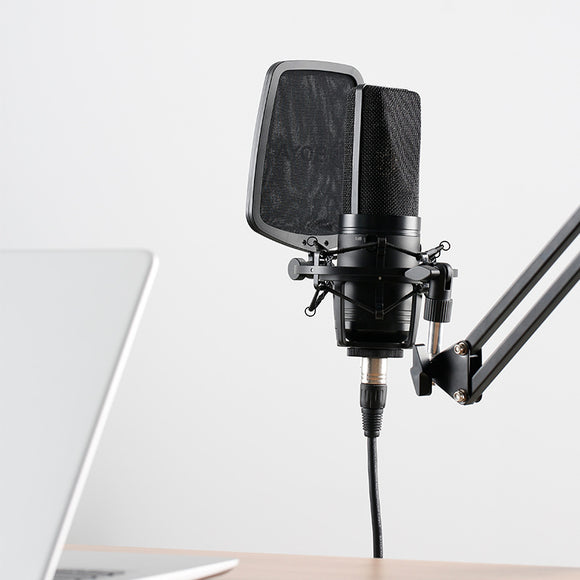 Micrófono Condensador de Diafragma Grande para Karaoke, Computadora y Móvil