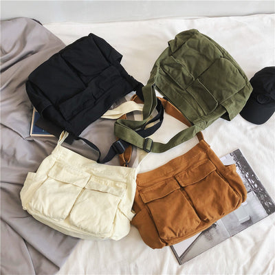 Bolsa Mensajera Canvas Unisex de Gran Capacidad con Múltiples Compartimentos - Image 6