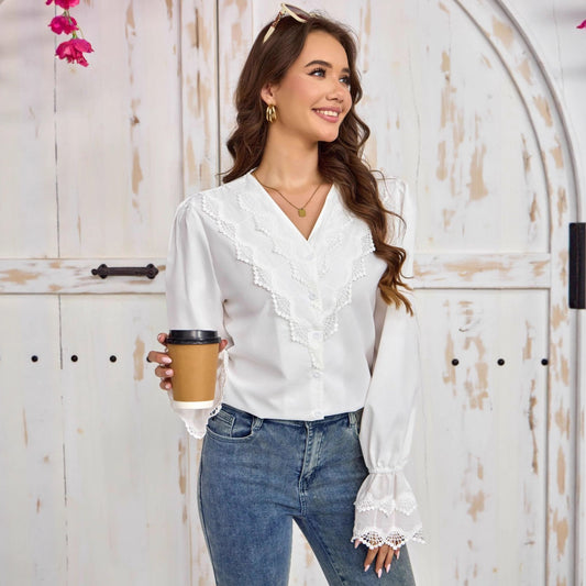 Blusa Francesa con Mangas Acampanadas Elegantes