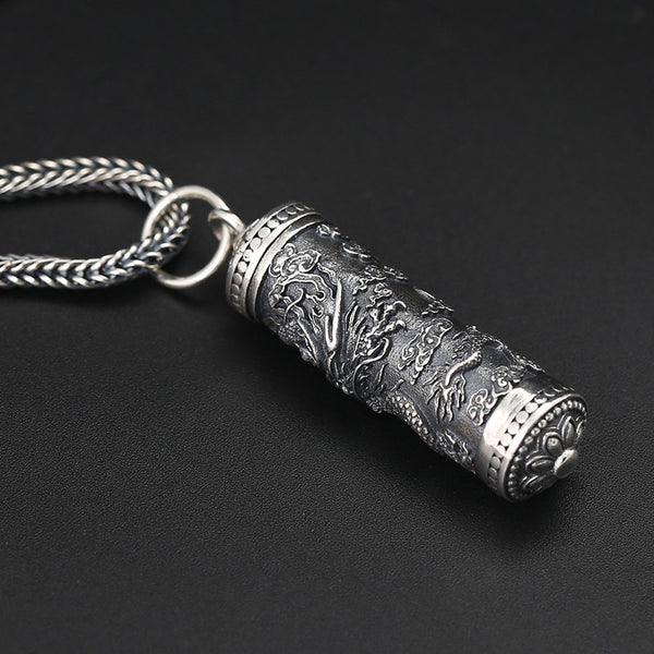 Dije Buda Plata 925 Patrón Dragón Tenglong - Colgante Espiritual Artesanal