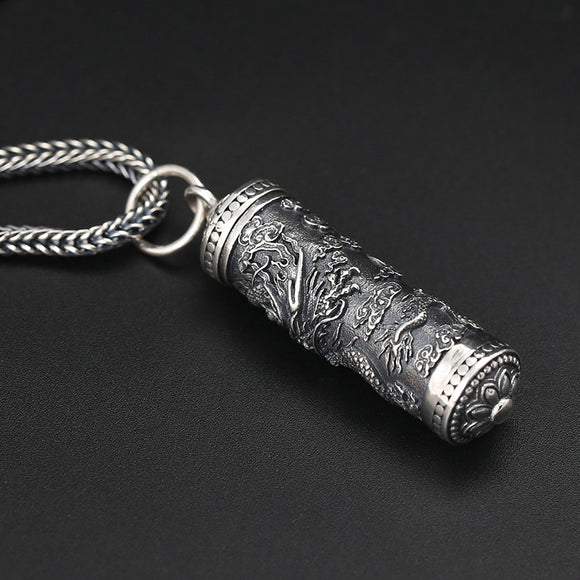 Dije Buda Plata 925 Patrón Dragón Tenglong - Colgante Espiritual Artesanal