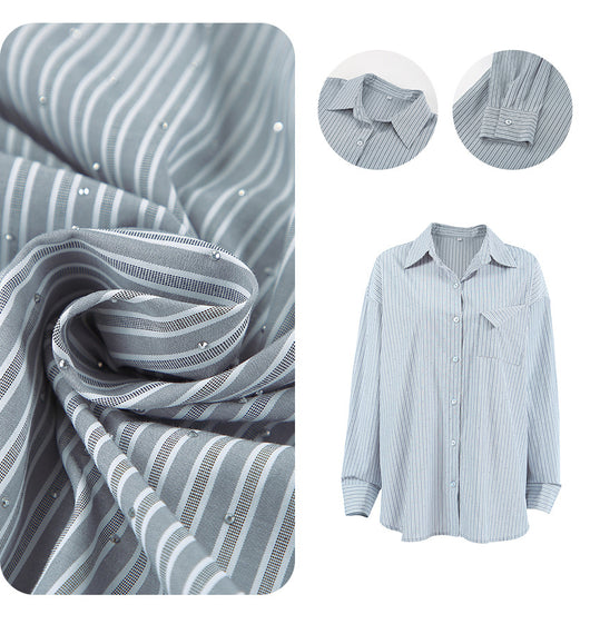 Camisa Manga Larga a Rayas con Detalles de Diamantes - Image 22
