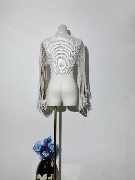 Blusa Larga con Mangas y Detalles de Diamantes - Image 3