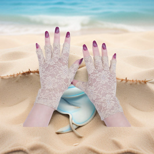 Guantes de Encaje sin Dedos con Protección Solar para Mujer Verano - Image 16