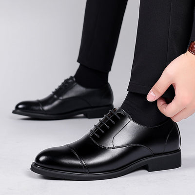 Zapatos de Cuero para Hombre con Alzada Interna y Punta Afilada - Calzado de Boda
