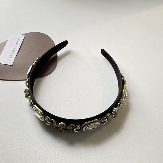 Diadema Geométrica con Incrustaciones de Perlas y Cristales para Mujer - Image 11