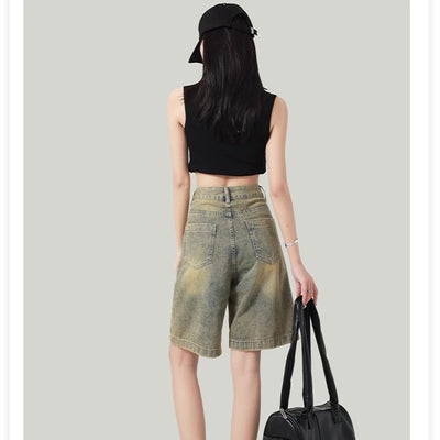Shorts Denim Retro Vintage Mujer Cintura Alta Holgado - Image 8