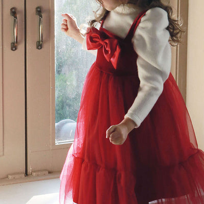 Vestido Acolchado para Niña con Moño de Tela - Image 13