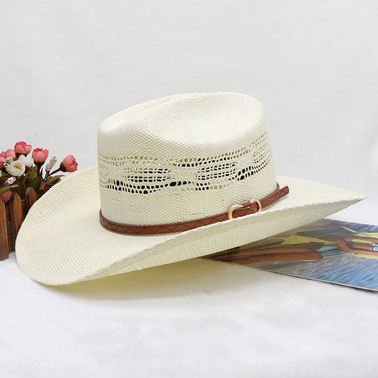 Sombrero Vaquero Tejido a Mano Impermeable Protección Solar Playa - Image 2