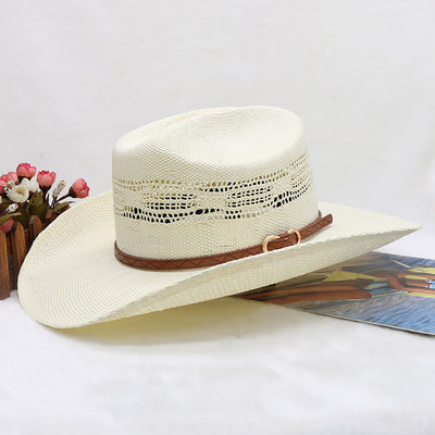 Sombrero Vaquero Tejido a Mano Impermeable Protección Solar Playa - Image 2
