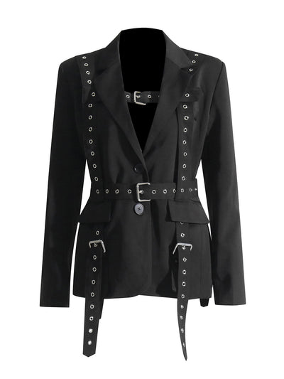 Blazer Ejecutivo con Cintura Ajustable y Detalles Remachados - Image 6