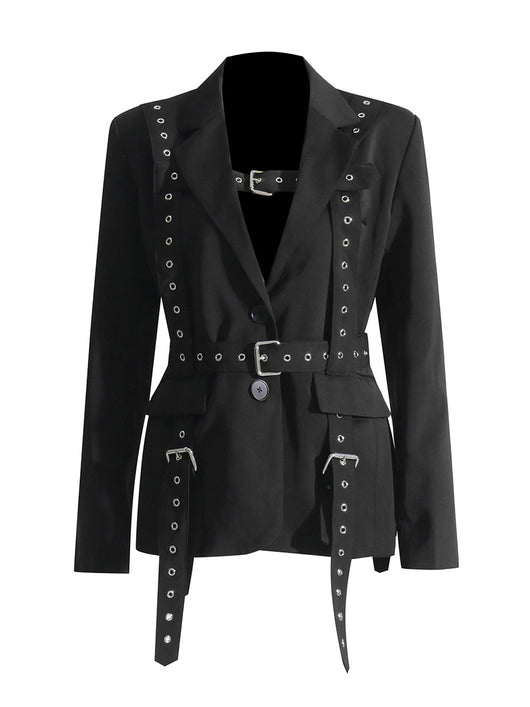Blazer Ejecutivo con Cintura Ajustable y Detalles Remachados - Image 6