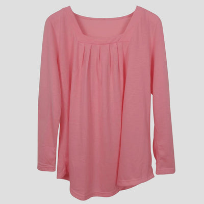 Blusa Plisada Cuello Cuadrado Manga Larga Talla Grande Algodón Imitación - Image 28
