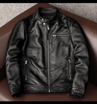 Chaqueta de Cuero para Hombre con Cuello Alzado - Estilo Juvenil - Image 13