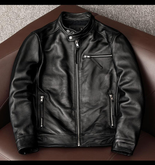 Chaqueta de Cuero para Hombre con Cuello Alzado - Estilo Juvenil - Image 13