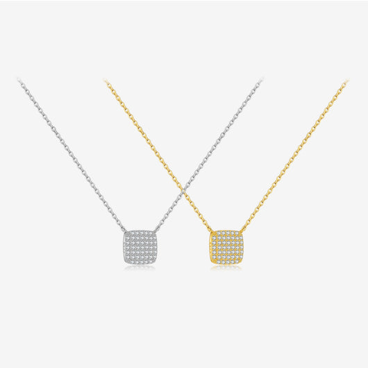 Collar Colgante de Plata 925 con Piedra Cuadrada y Pavé Completo - Image 10