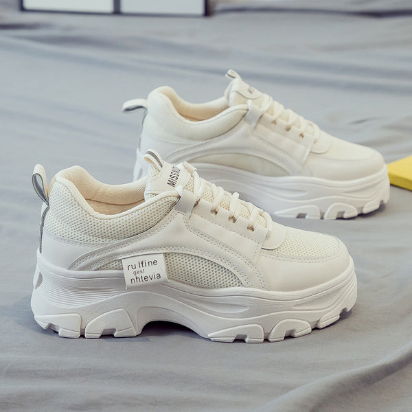 Zapatillas Blancas Deportivas para Mujer con Suela Gruesa - Estilo Trendy Otoño
