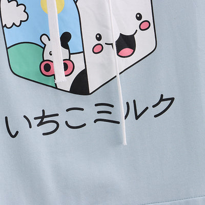 Sudadera con Capucha Estampado Cartón de Leche - Colorblock Manga Corta - Image 5