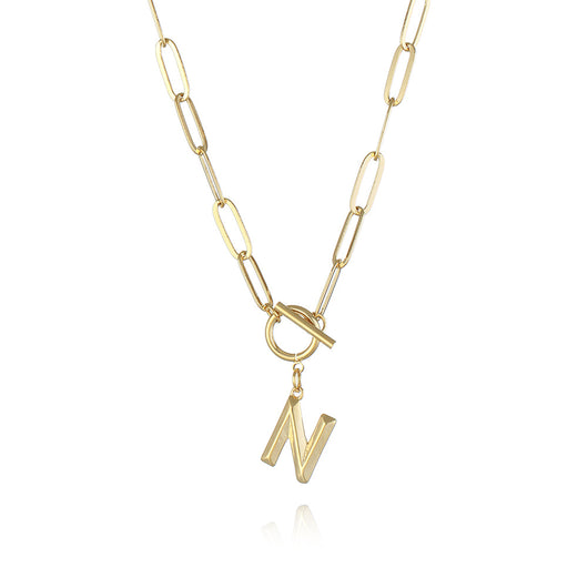 Collar de Letra Chapado en Oro Real Estilo Hip Hop - Image 61