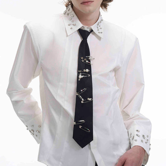 Corbatín Perla Artesanal con Pasador Lazy Tie para Hombre