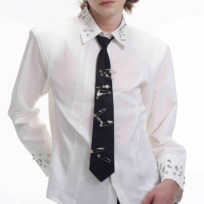 Corbatín Perla Artesanal con Pasador Lazy Tie para Hombre