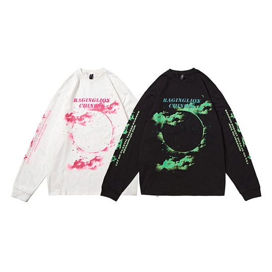 Playera Oversized Retro Burning Cloud de Manga Larga