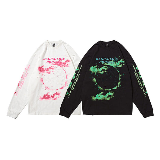 Playera Oversized Retro Burning Cloud de Manga Larga