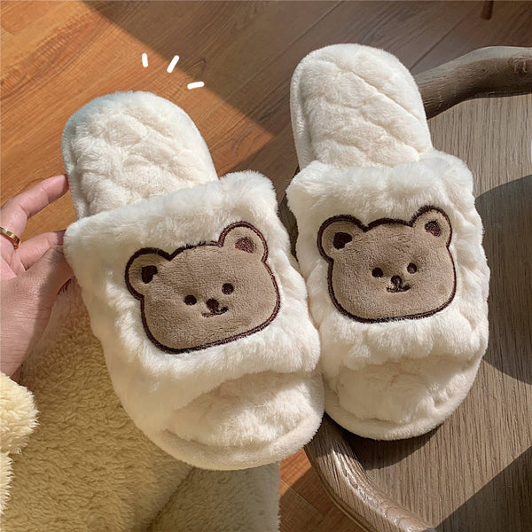 Pantuflas Cómodas de Oso para Mujer - Algodón Cálido Otoño e Invierno