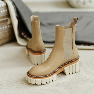 Bota Corta de Moda Simple en Ante Albaricoque - Image 12
