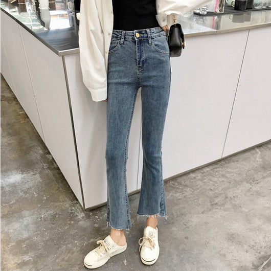 Jeans Acampanados de Celebridad para Mujer - Pantalones Vaqueros Pierna Ancha Tendencia