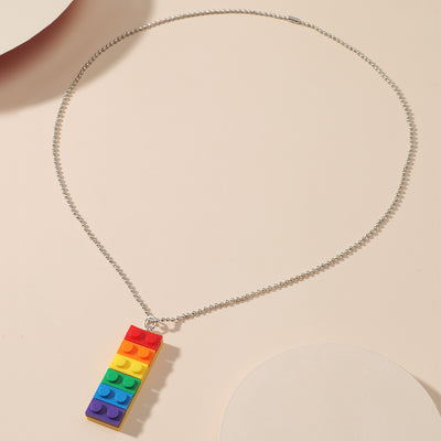 Conjunto de Collar y Aretes Hip Hop con Bloques de Construcción - Estilo Urbano y Lúdico - Image 4