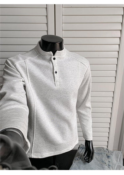 Suéter Polo de Cuello Alto con Parches y Manga Larga para Hombre - Image 12