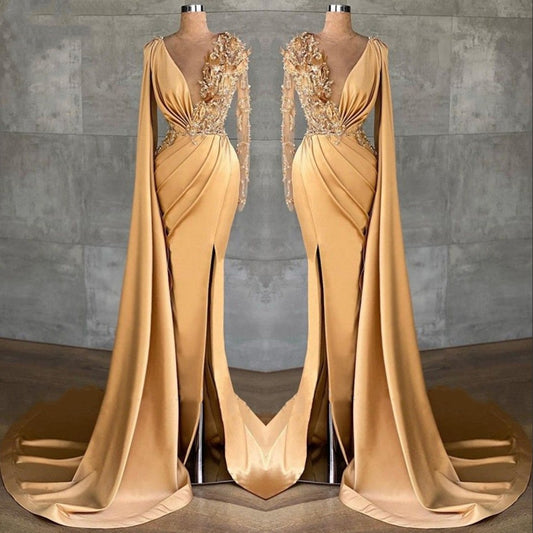 Vestido Largo de Encaje con Manga Larga para Tallas Grandes